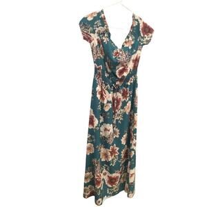 Bailey Blue Womens Maxi Dress Size Small Teal Blue Floral Boho New